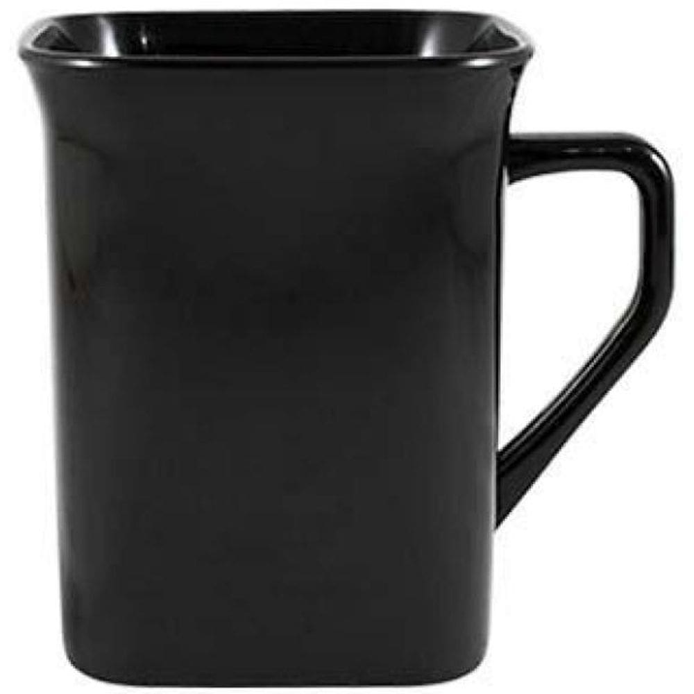 Kit 2 Canecas Quadrada Preto 250Ml Plástico Premium