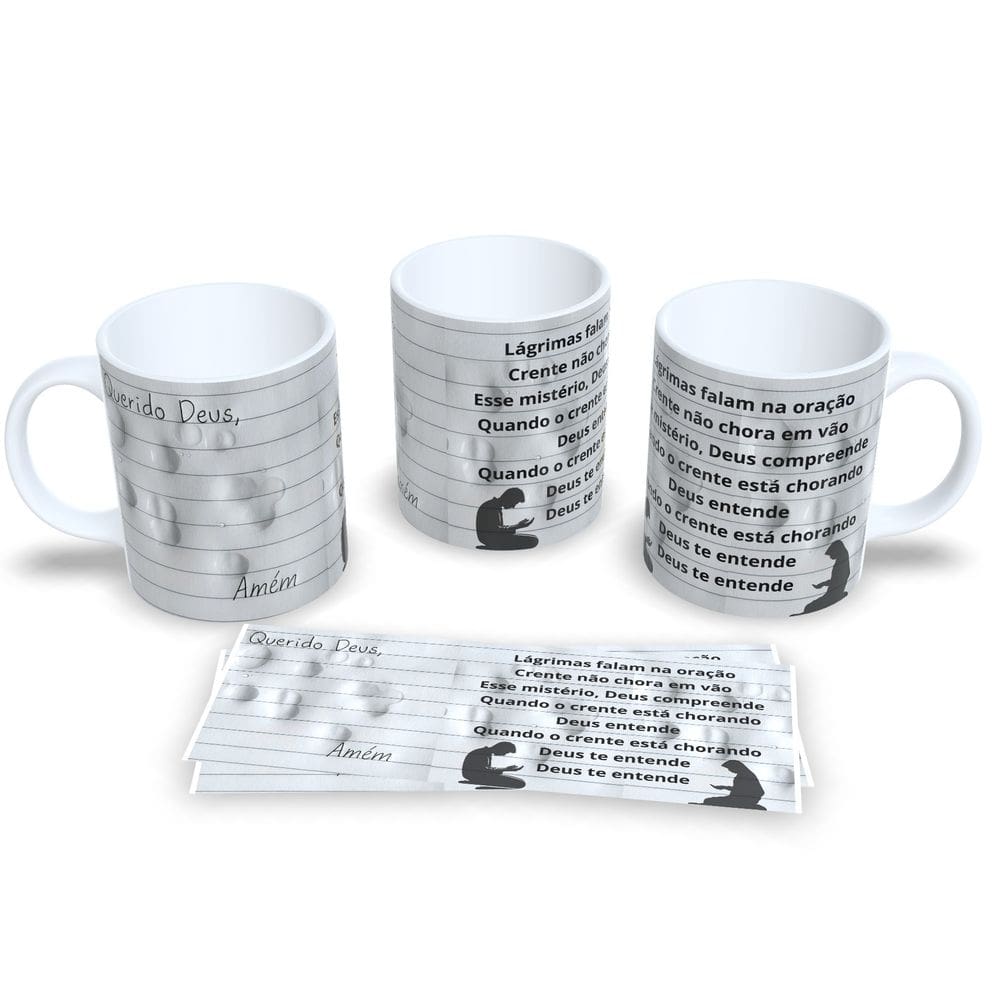Caneca Cristã em Porcelana Estampa Lágrimas de um Crente