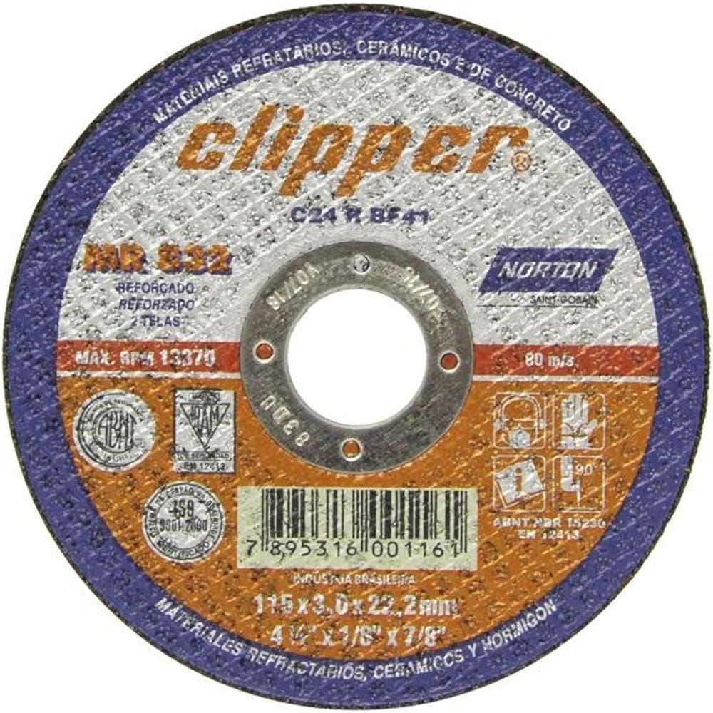 Disco de Corte Clipper MR832 115”X3,0”X22,2 - 66252842956 - NORTON