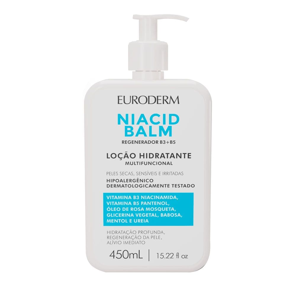 Loção Hidratante Multifuncional Euroderm Niacid Balm Peles Secas Sensíveis e Irritadas  450ml