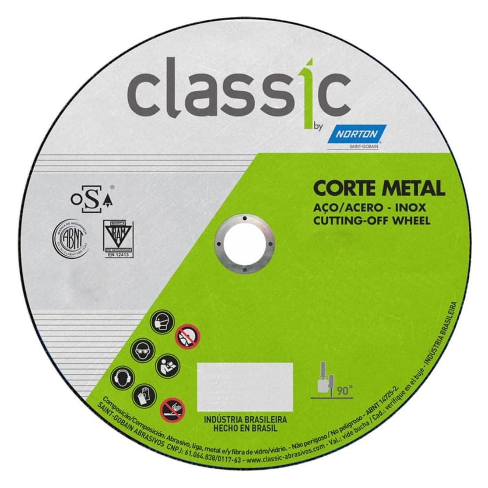 Disco de Corte Classic 180x3,0x22,23mm AR302 para Esmerilhadeira - 66252842711 - NORTON