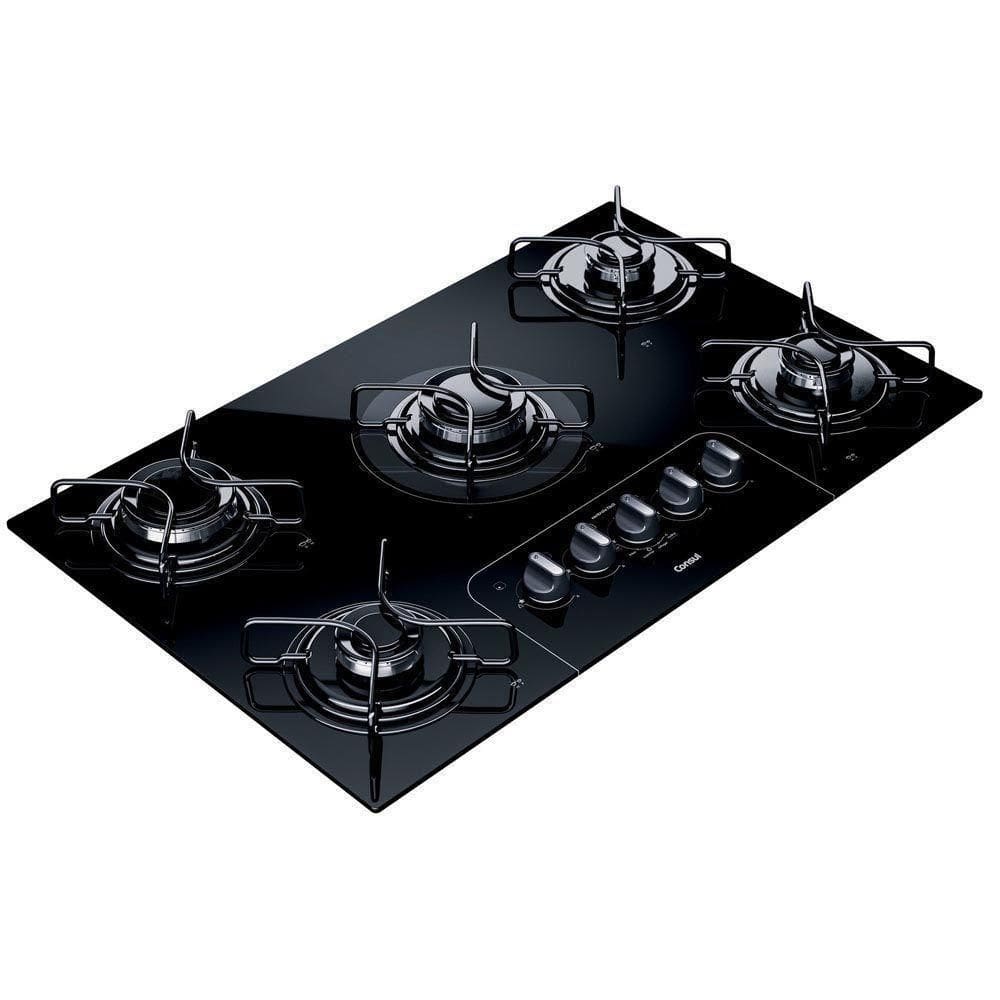 Cooktop A Gás 5 Bocas Consul Facilite CD075AEUNA Com Acendimento Super Automático Preto Bivolt