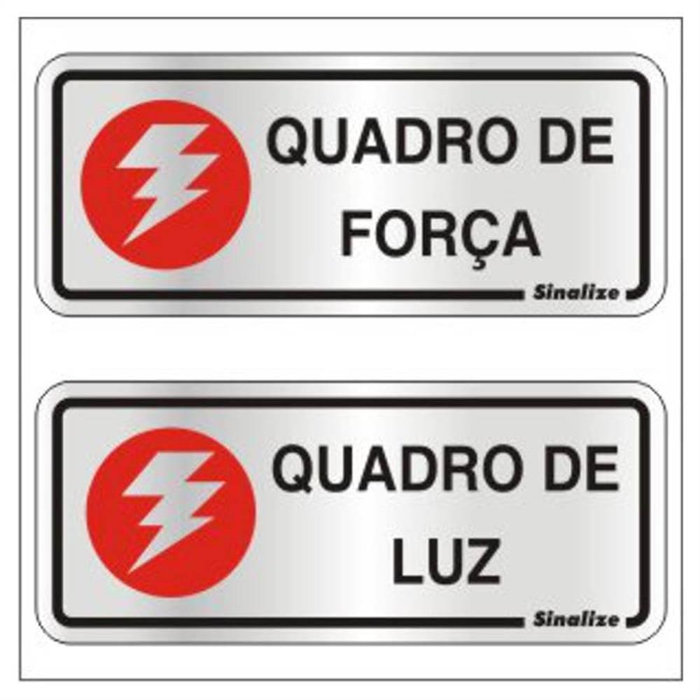 2 Placas de Alumínio Auto-Adesiva 15x6cm Quadro de Força / Quadro de Luz -120 AL - SINALIZE
