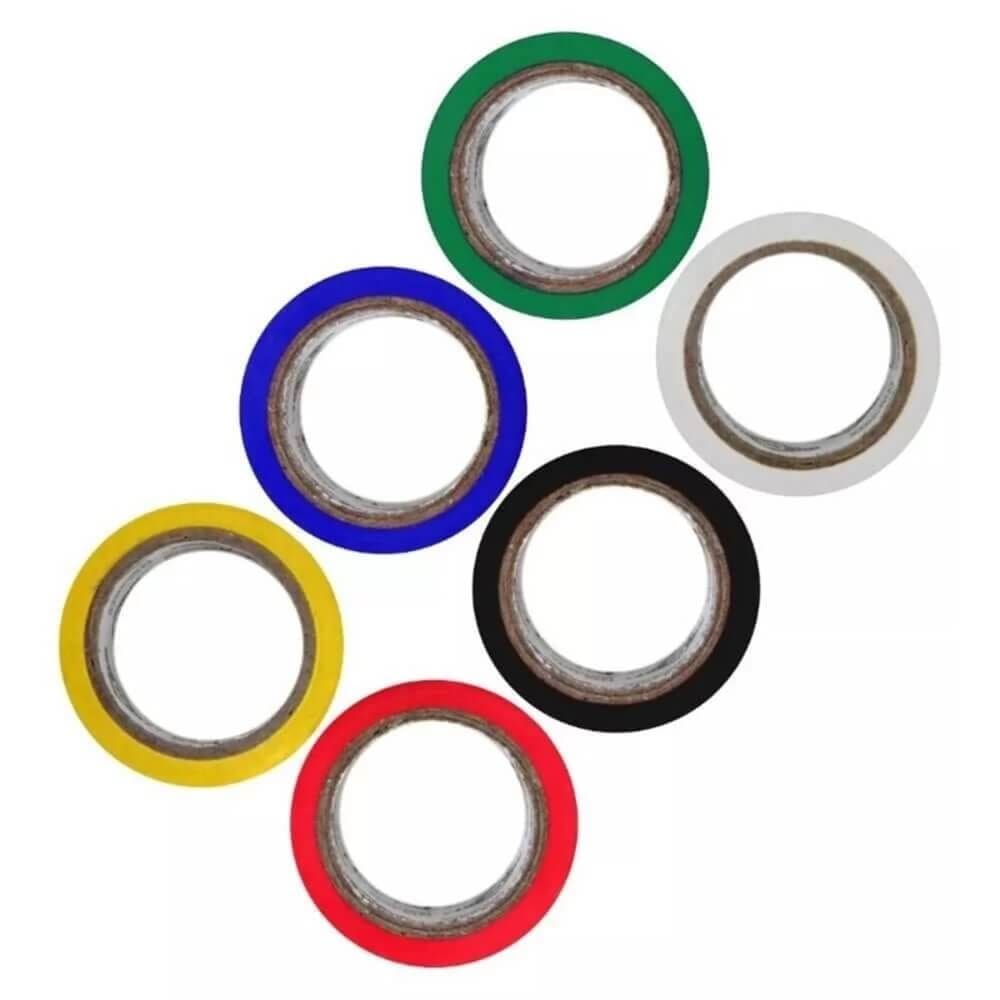 Kit com 6 Fitas Isolantes Coloridas de 5 Metros x 19mm - 8387 - BRASFORT