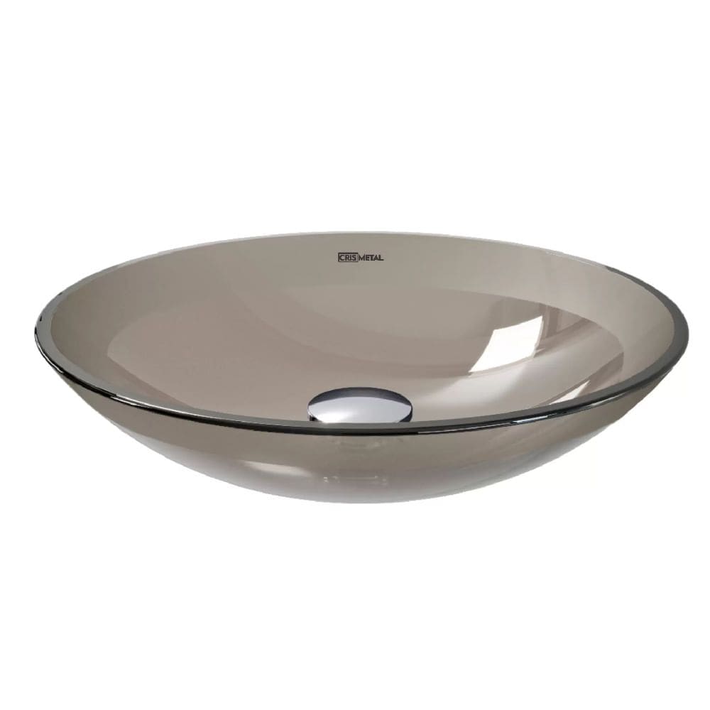 Cuba De Apoio 35x0,8cm Light Vidro Cristal Bronze - 337 - CRIS-METAL