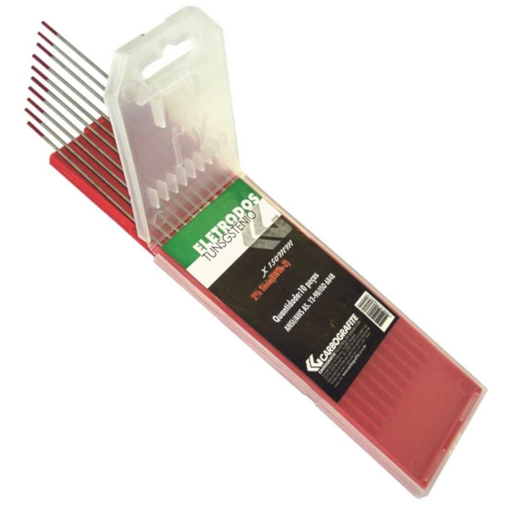 Eletrodo Tungstênio 1/8”” com 2% Tórios com 10 Peças - 12015512 - CARBOGRAFITE