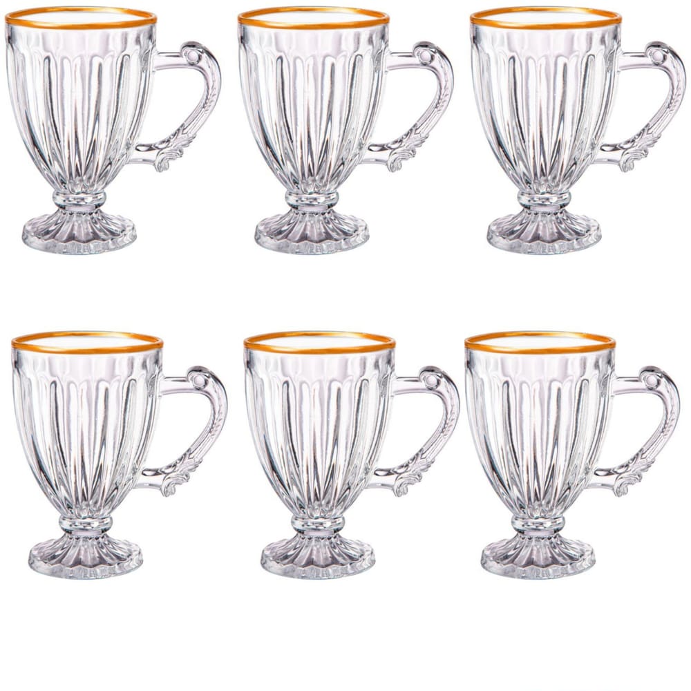 Jogo De 6 Xícaras Café 90ml Borda Dourada Coffee Time Dynasty