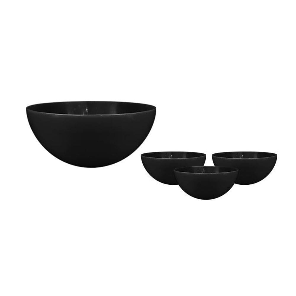 Kit 4 Mini Bowl Preto 240Ml Plástico Premium