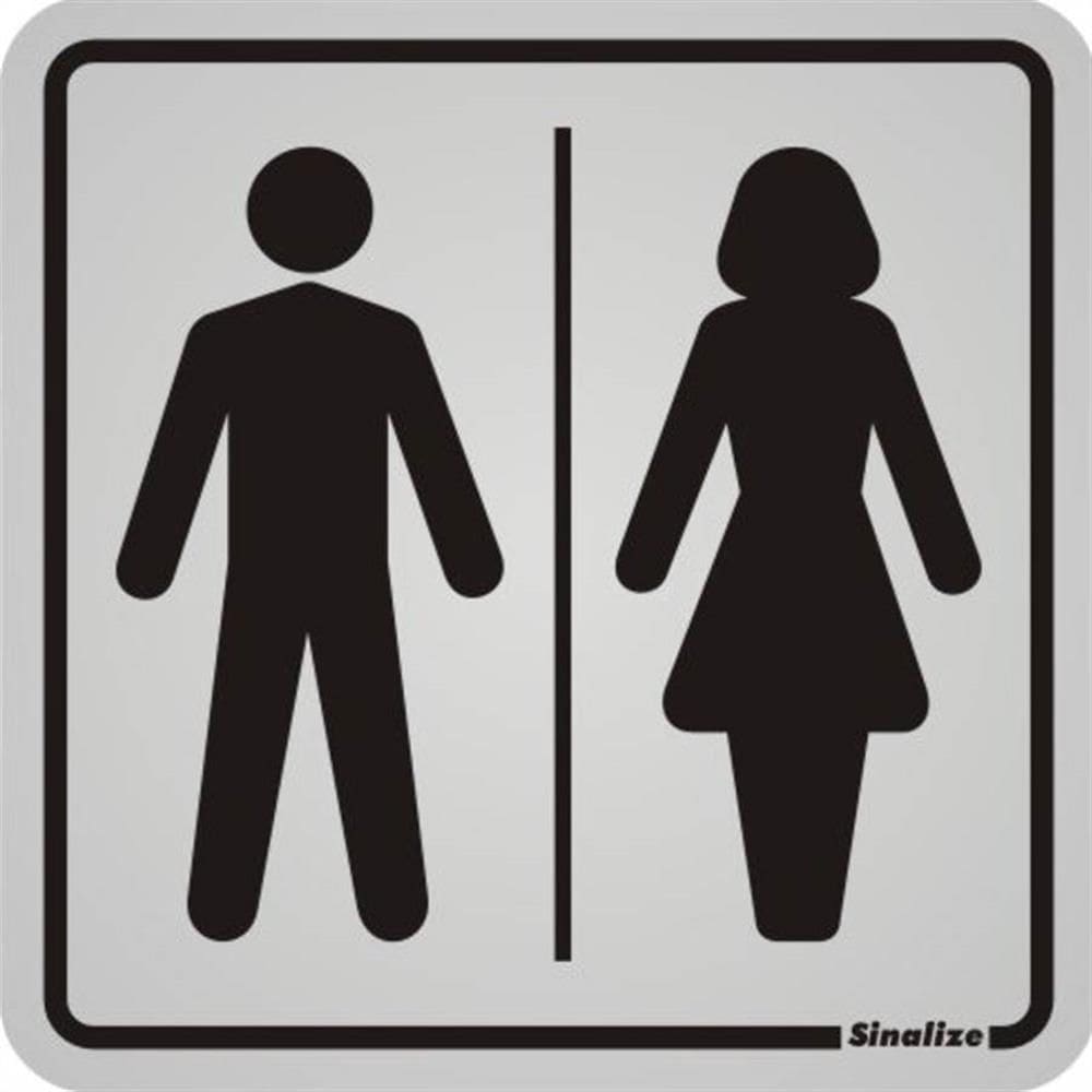 Placa de Alumínio Auto-Adesiva 12x12cm Sanitario Masculino / Feminino - 900 AC - SINALIZE