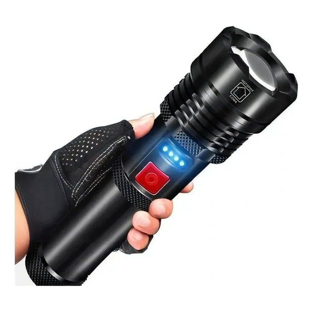 Lanterna Led Recarregável Zoom Com Indicador Bateria