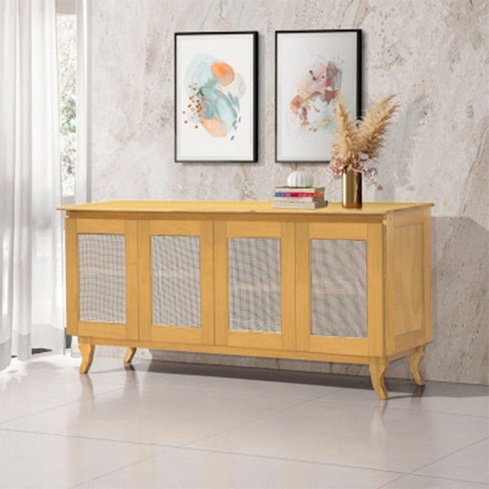 Buffet Aparador Madeira Vintage Tela 4p Deltan Imbuia - Atraente Móveis