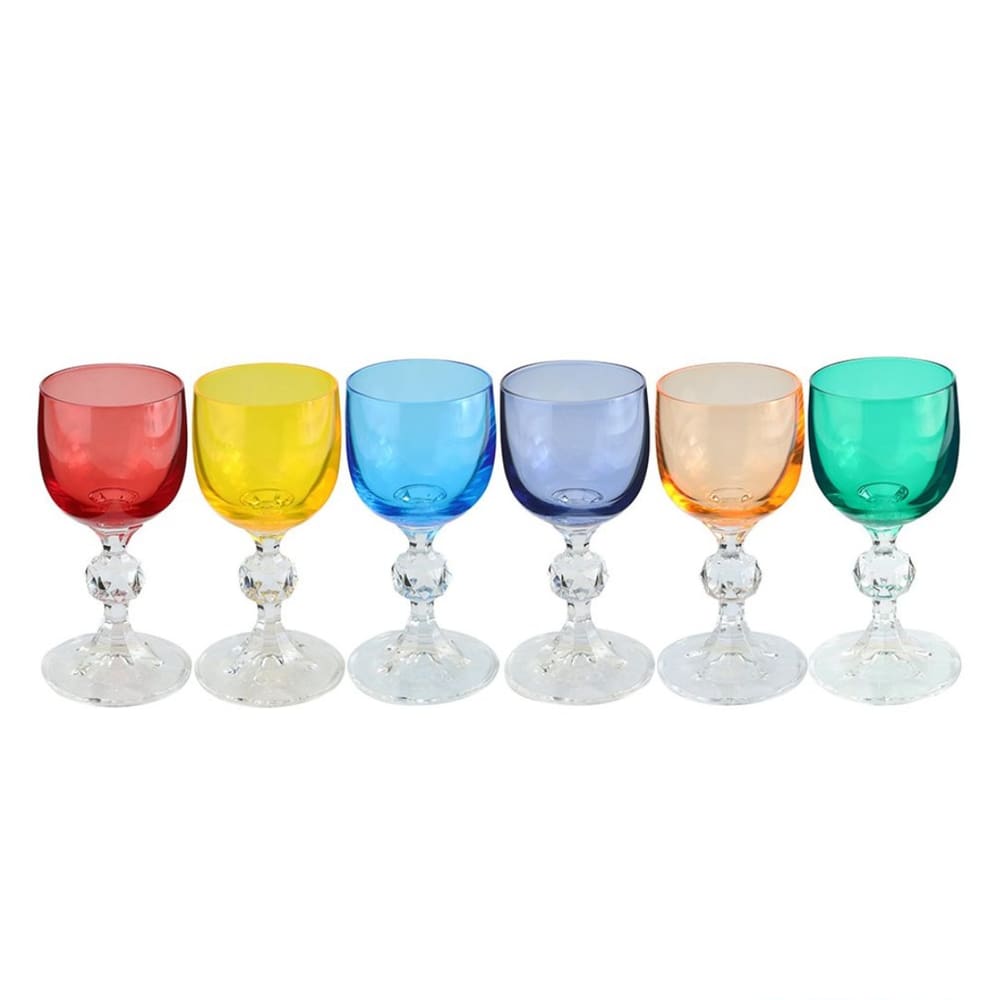 Jogo De 6 Taças Coloridas Licor 50ml Cristal Claudia Bohemia