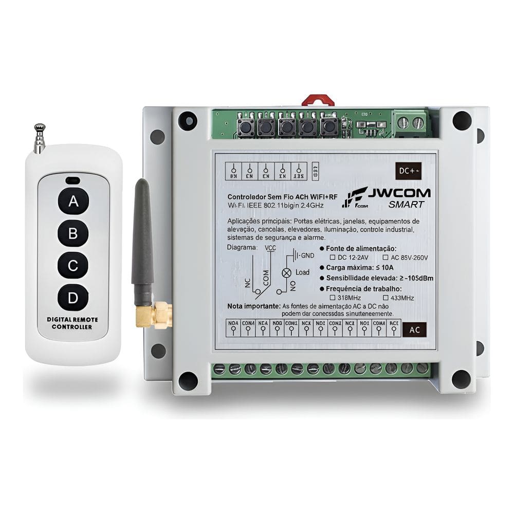 Controlador Sem Fio 4ch Wifi+rf Pulso Controle de portões de garagem portões industriais  Até 3km