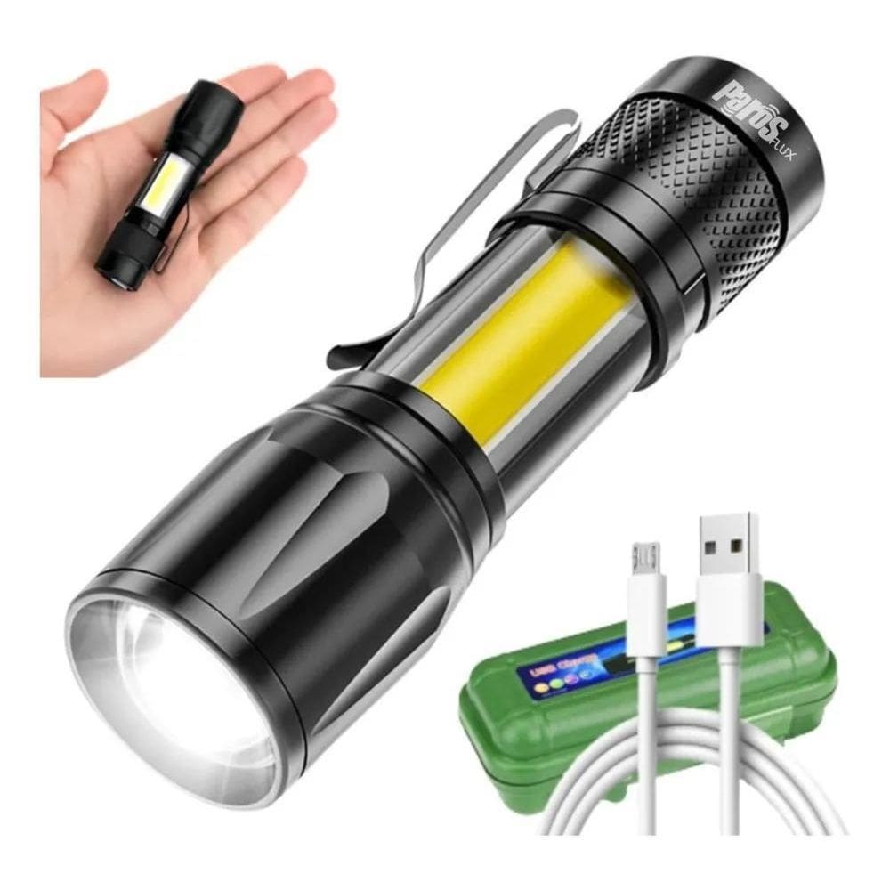 Lanterna Led Recarregável Usb Profissional Com Zoom