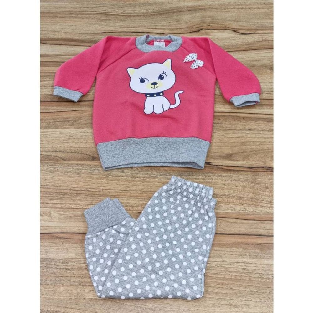 Conjunto Feminino Infantil Inverno Sem Capuz P Salmão