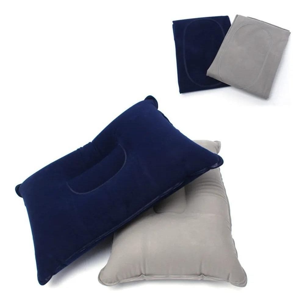 Kit 2 Travesseiros Inflável Viagem Acampamento Almofada