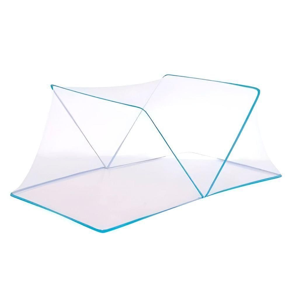 Mosquiteiro Cama Casal Queen Tenda Portátil Dobrável Prática Azul