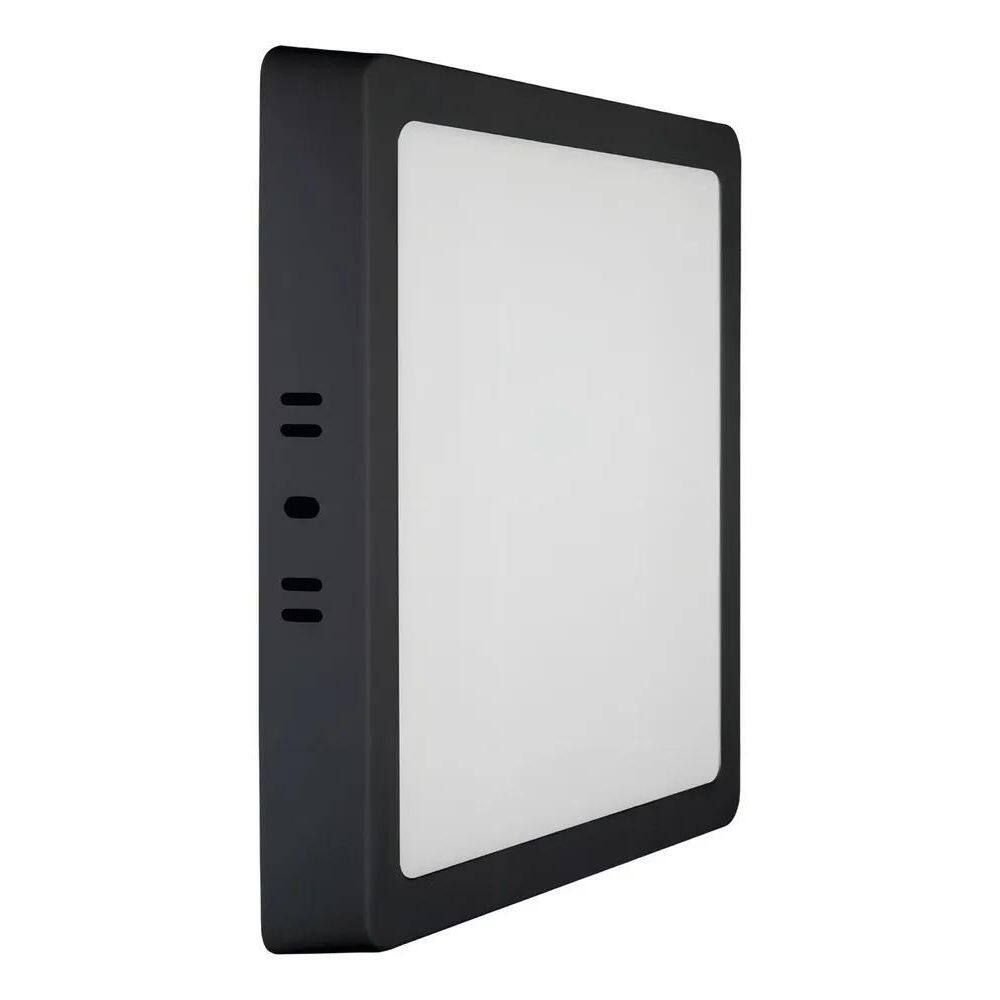 Plafon Painel Led Sobrepor Quadrado Preto 18W 22X22 6500K