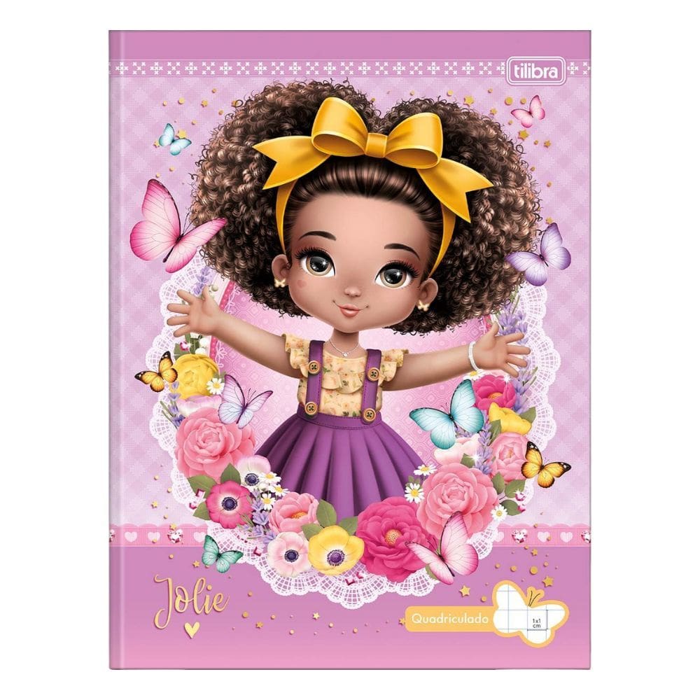 Caderno (Quadriculado) Brochura Costurado Jolie 40 Folhas Capa Dura 187 x 245mm Tilibra