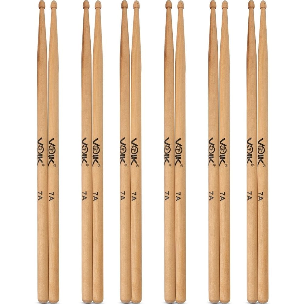 Kit 6 Pares de Baquetas Ponta de Madeira Maple Voik 7A