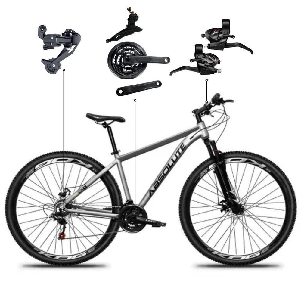 Bicicleta Aro 29 Absolute 21 Marchas Quadro Alumínio Freio A Disco Mtb - Cinza - 13,5 Cinza