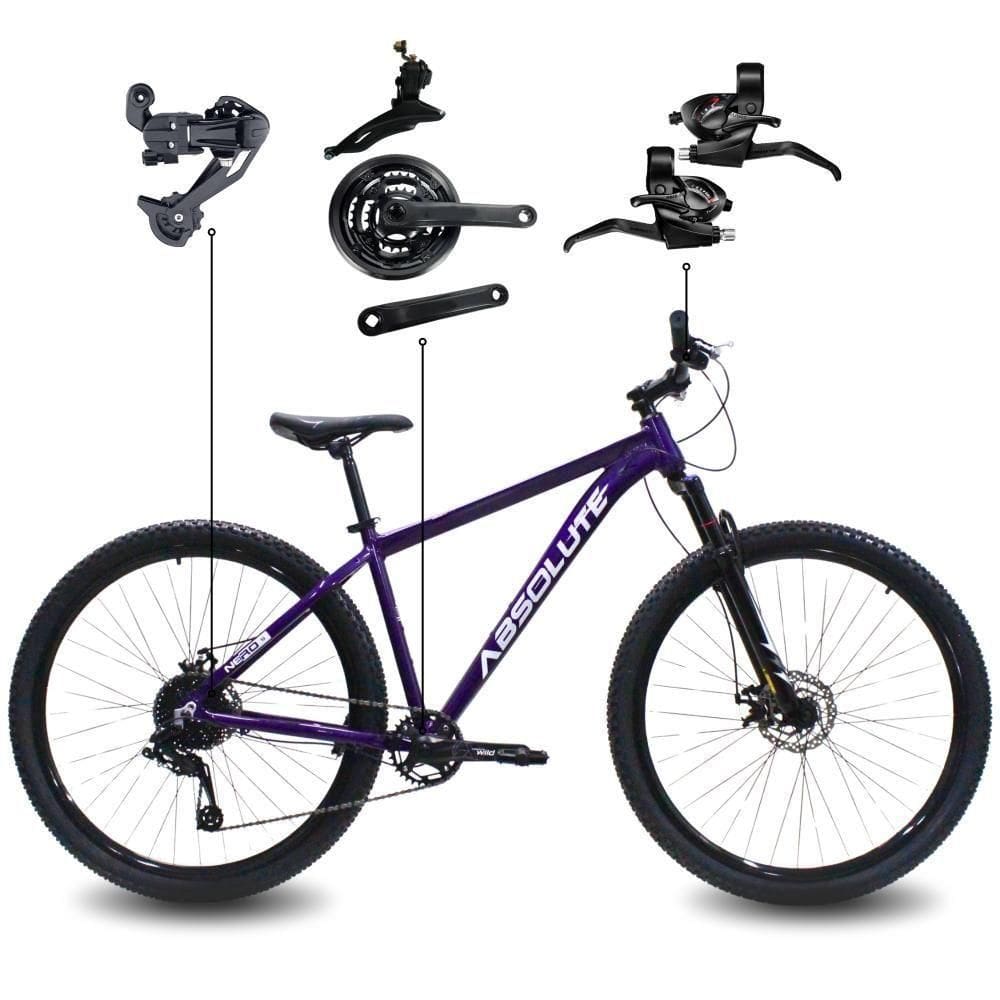 Bicicleta Aro 29 Absolute 21 Marchas Quadro Alumínio Freio A Disco Mtb - Roxo - 19 Roxo