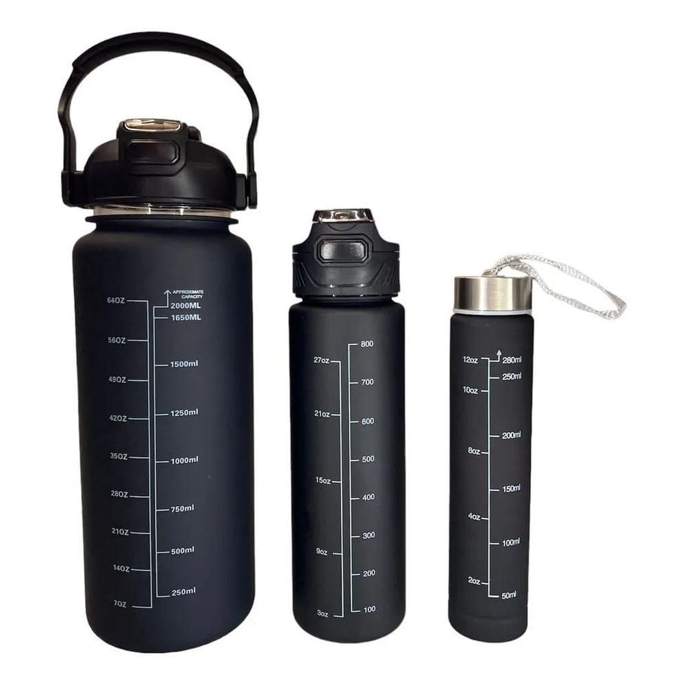 Kit Squeeze 3 Garrafa Motivacional Água Treino Academia 2L T