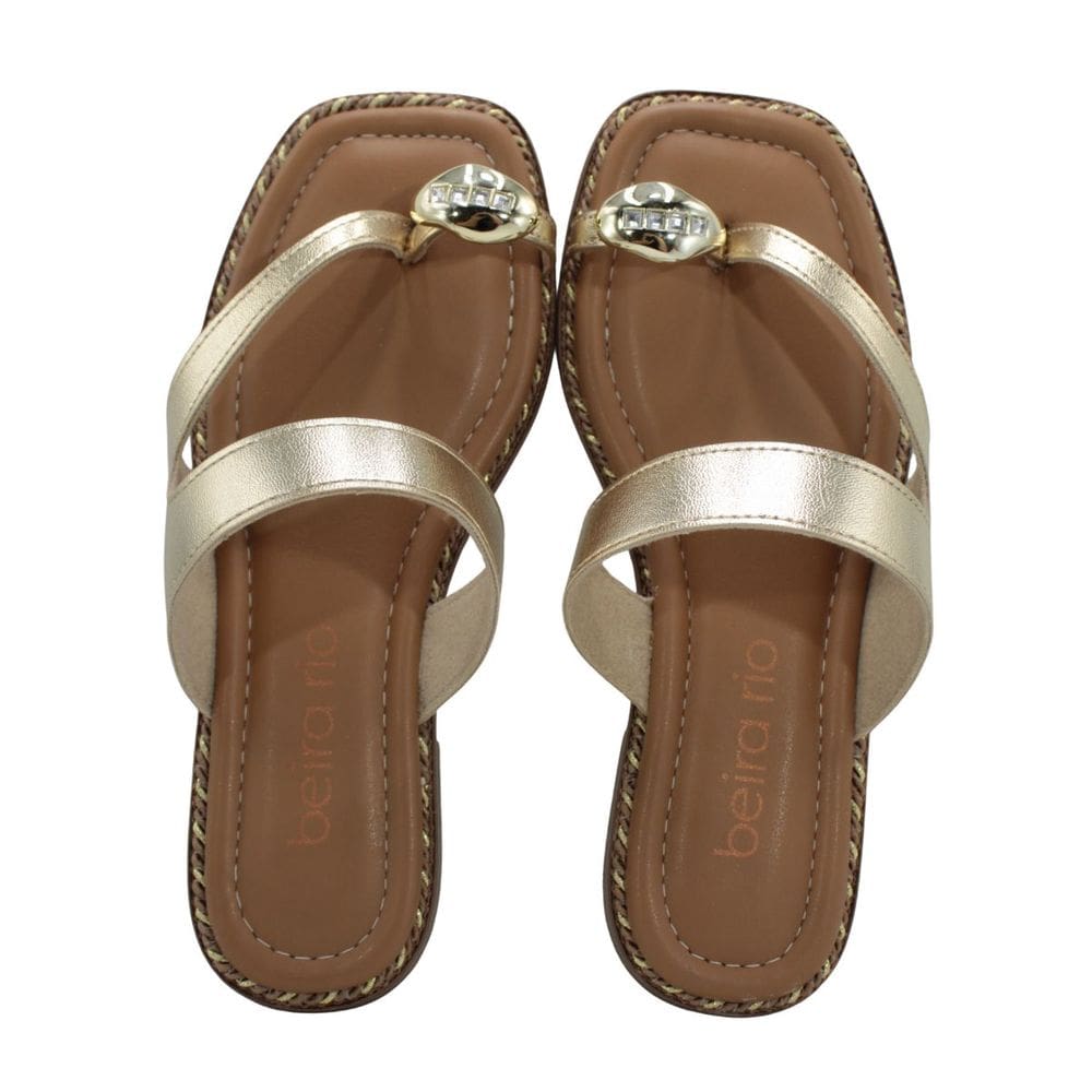 Tamanco Rasteira Beira Rio Dourado