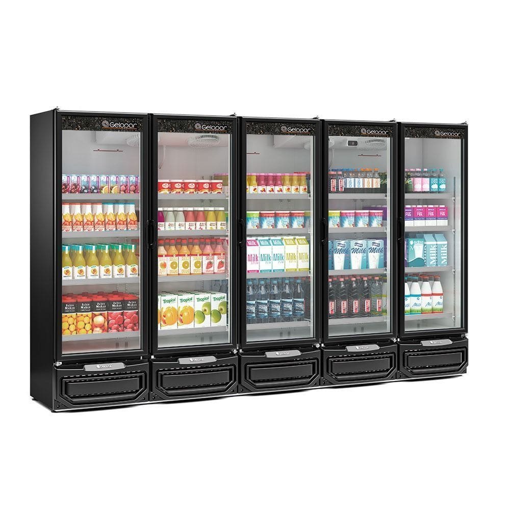 Expositor Vertical 5 Portas GCVR2500 Preto Gelopar 220V