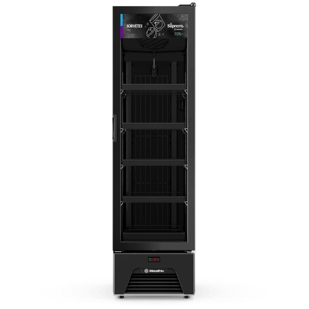 Freezer Vertical Slim Frost Free para Sorvetes 337L VF28 All Black Metalfrio 220V
