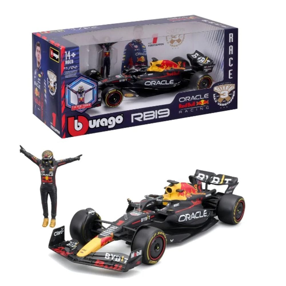 Miniatura Red Bull Racing RB19 com boneco Verstappen - CALIFORNIA