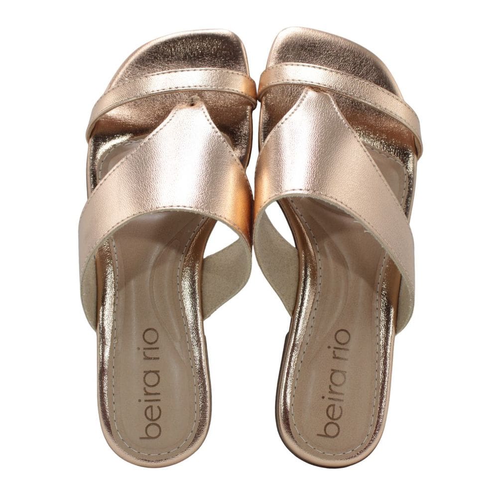 Tamanco Rasteira Feminino Beira Rio 8560.200 Ouro Rosado