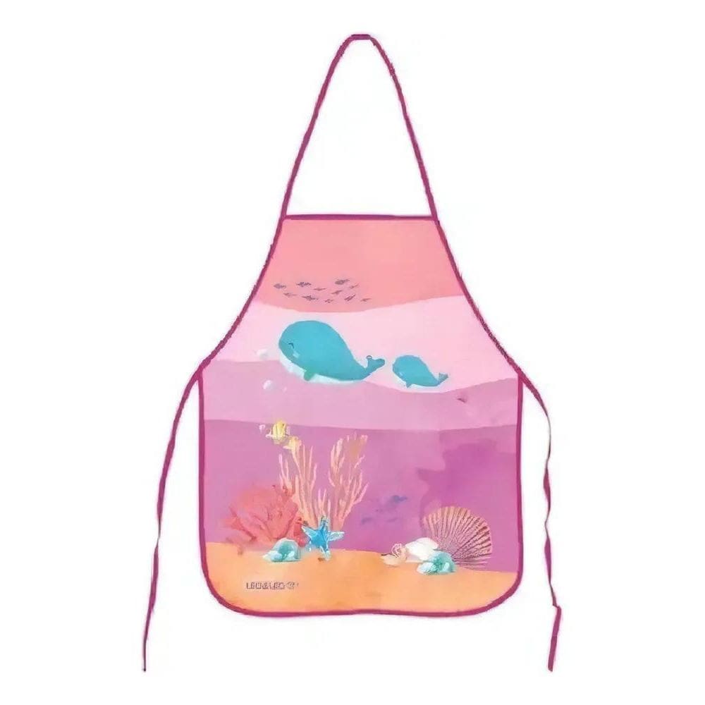 Avental Escolar Plástico Estampado Fundo Do Mar 49,5X39,5Cm