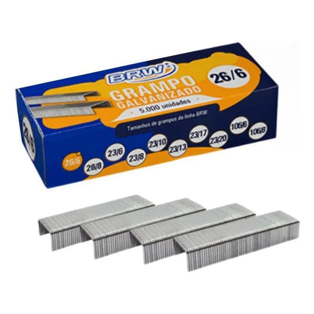 Grampo Para Grampeador 26/6 20Fls Galvanizado Brw 5000Un