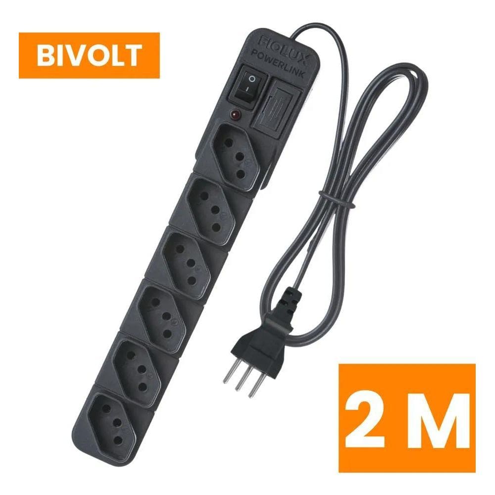 Extensão Régua Filtro De Linha Protetor Energia Elétrica 6 T