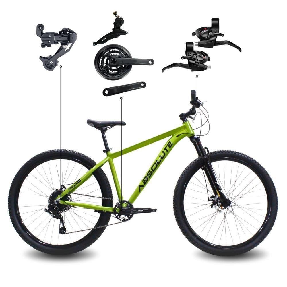 Bicicleta Aro 29 Absolute 21 Marchas Quadro Alumínio Freio A Disco Mtb - Verde - 15 Verde