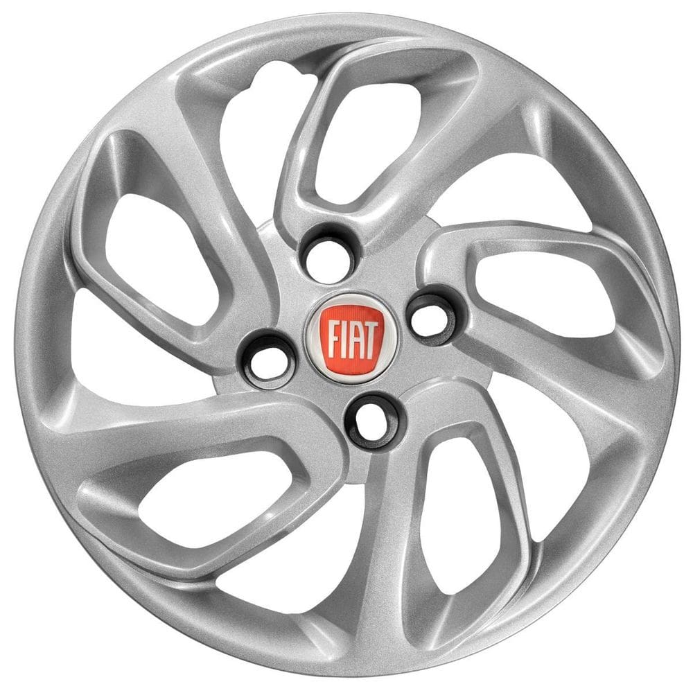 Jogo 4 Calotas Aro 14 Logo Fiat Uno Attractive 2015 16 Prata