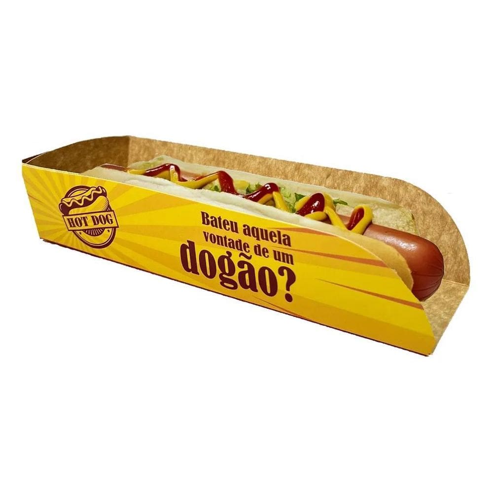 Caixa Caixinha Embalagem Para Hot Dog Aberta - 100 Unidades