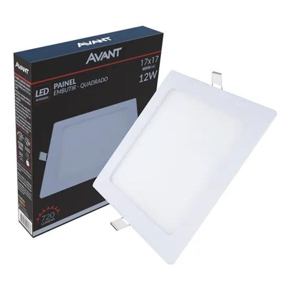 Plafon Luminaria Led Quadrado Embutir 12W 17X17 Branco Frio