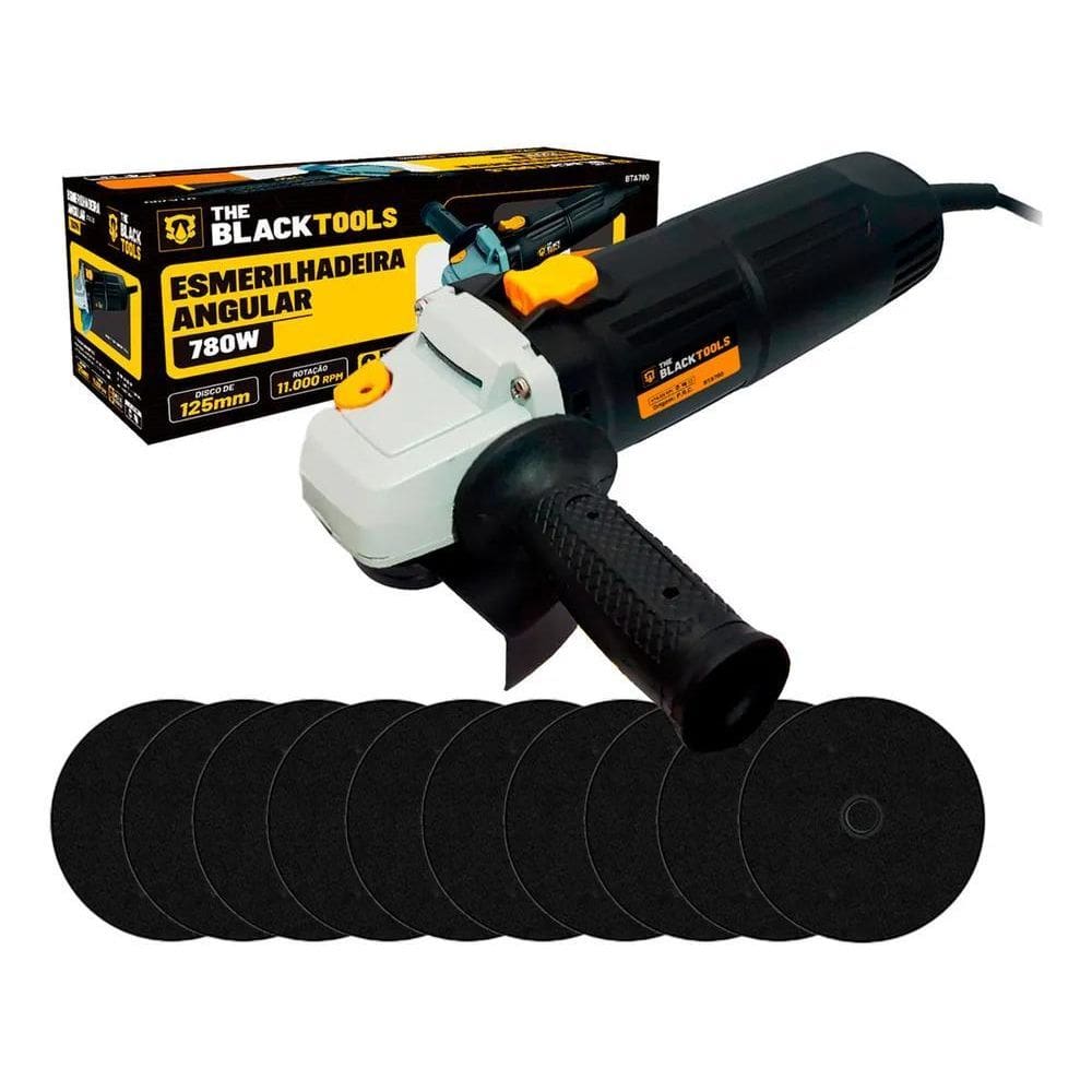 Kit Esmerilhadeira Angular 4.1/2 Pol 780W + Discos Cor Preto