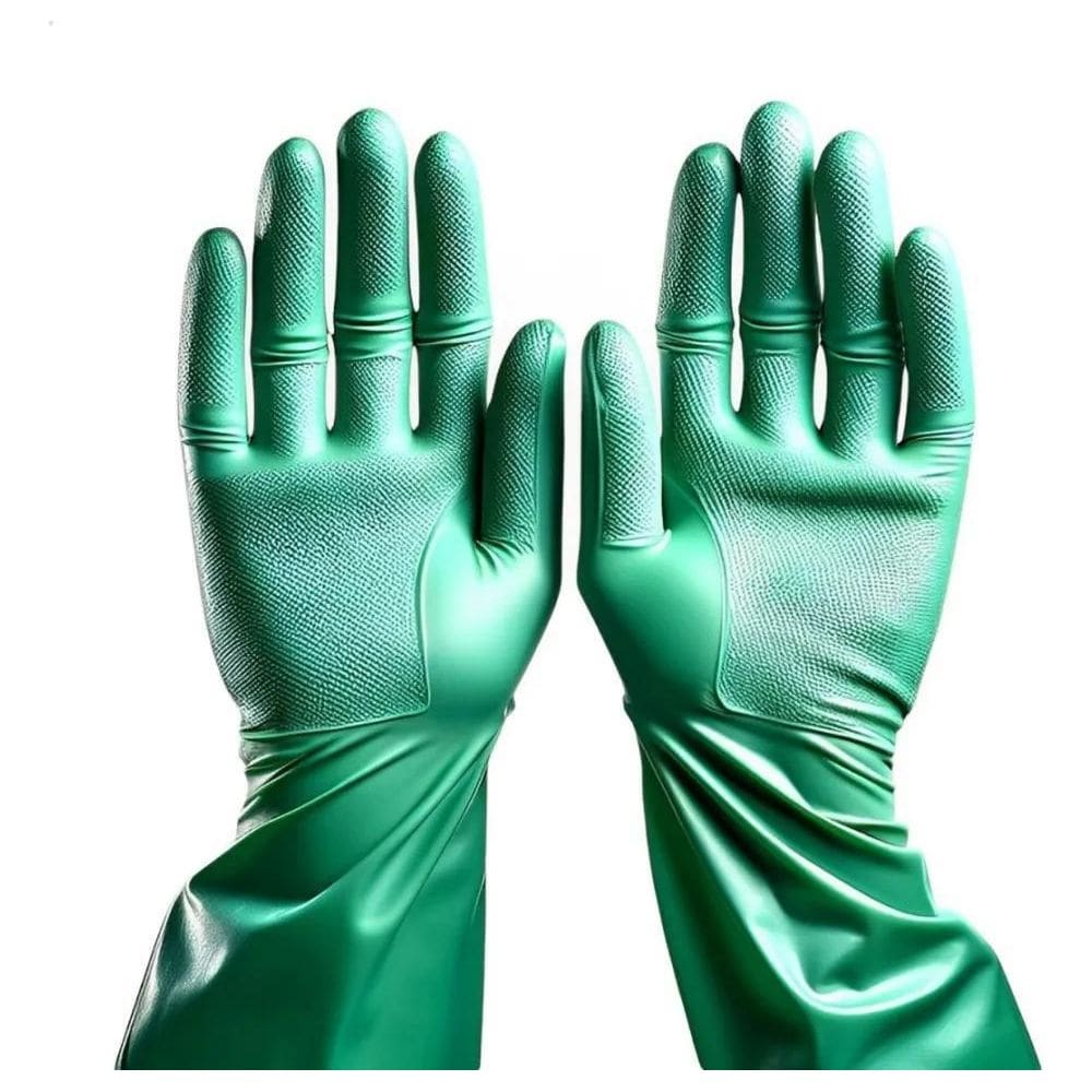 3X Luva Nitrilica Verde Reutilizável Resistente Impermeável