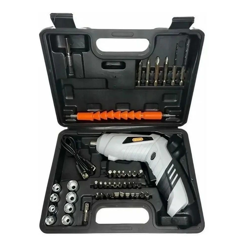 Parafusadeira Elétrica Com Maleta E Acessórios Completa Cor