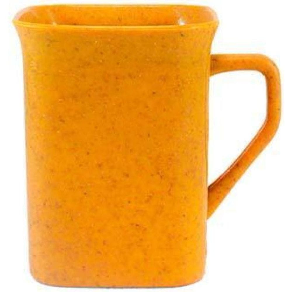 Kit 4 Canecas Quadrada Fibra Madeira Amarelo 250Ml