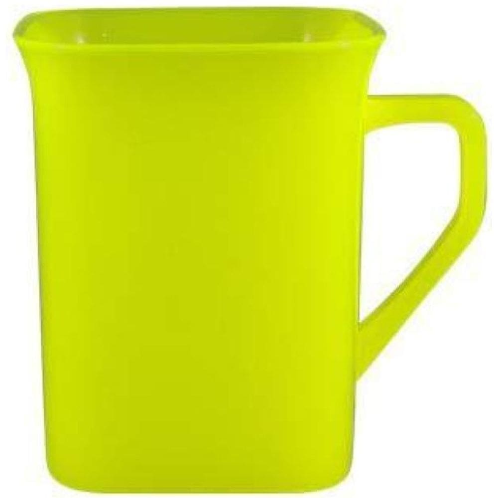 Kit 2 Canecas Quadrada Amarelo Neon 250Ml Plástico Premium