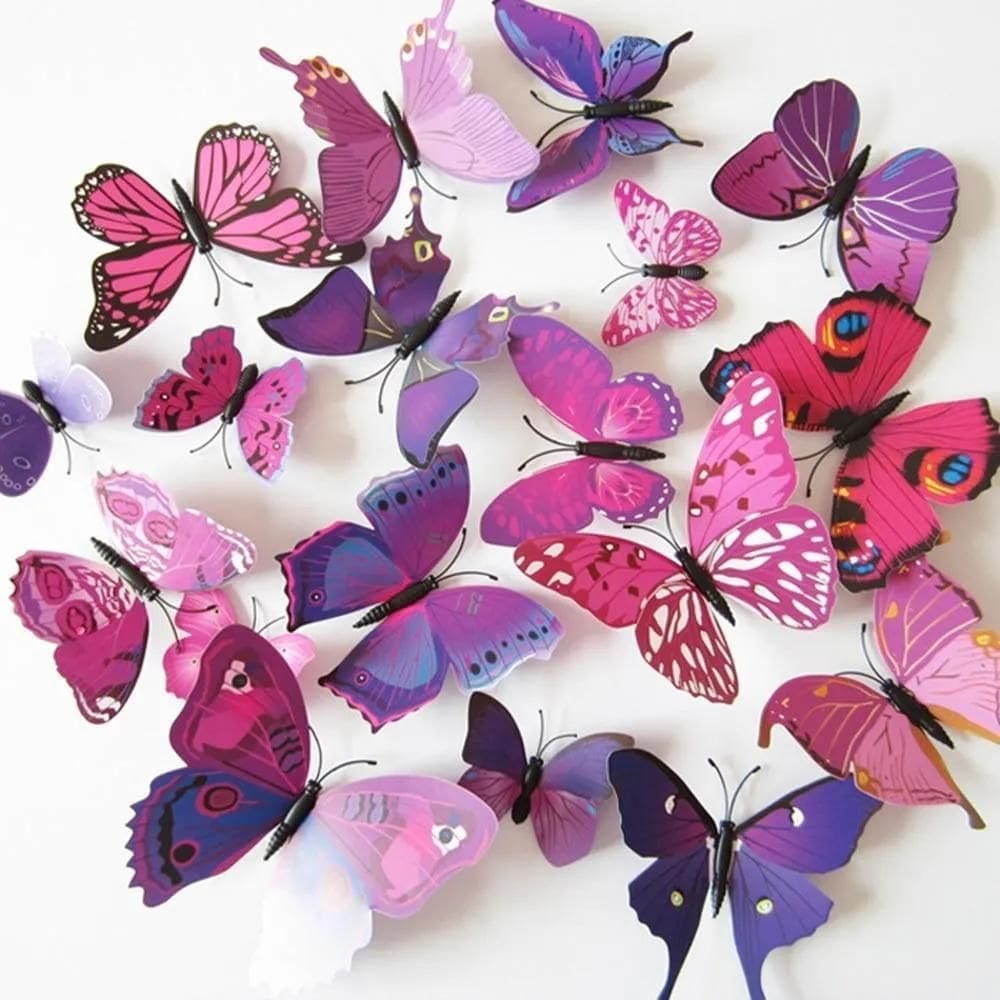 24 Borboletas 3D Decorar Parede Decoração Teto Bolo Enfeite