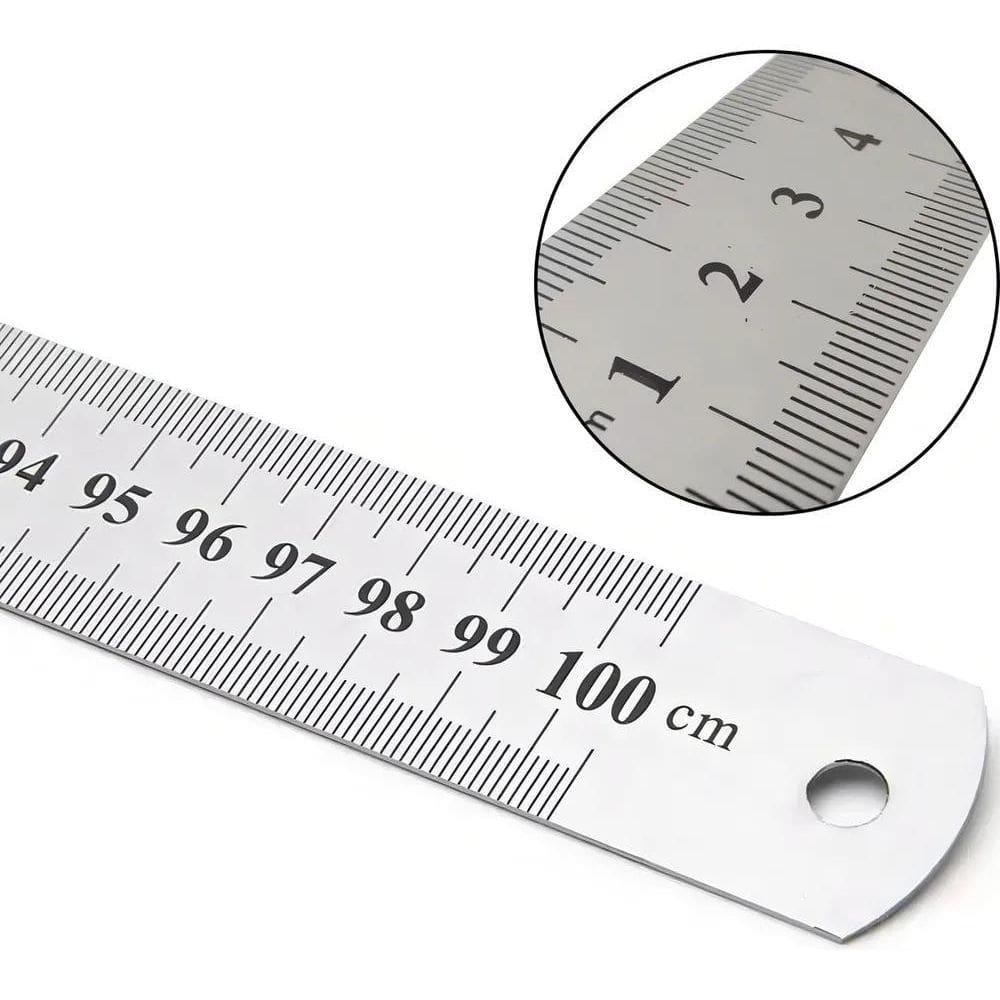 Régua De Metal Aço Inox 100 Cm-1 Metro Profissional Flexivel