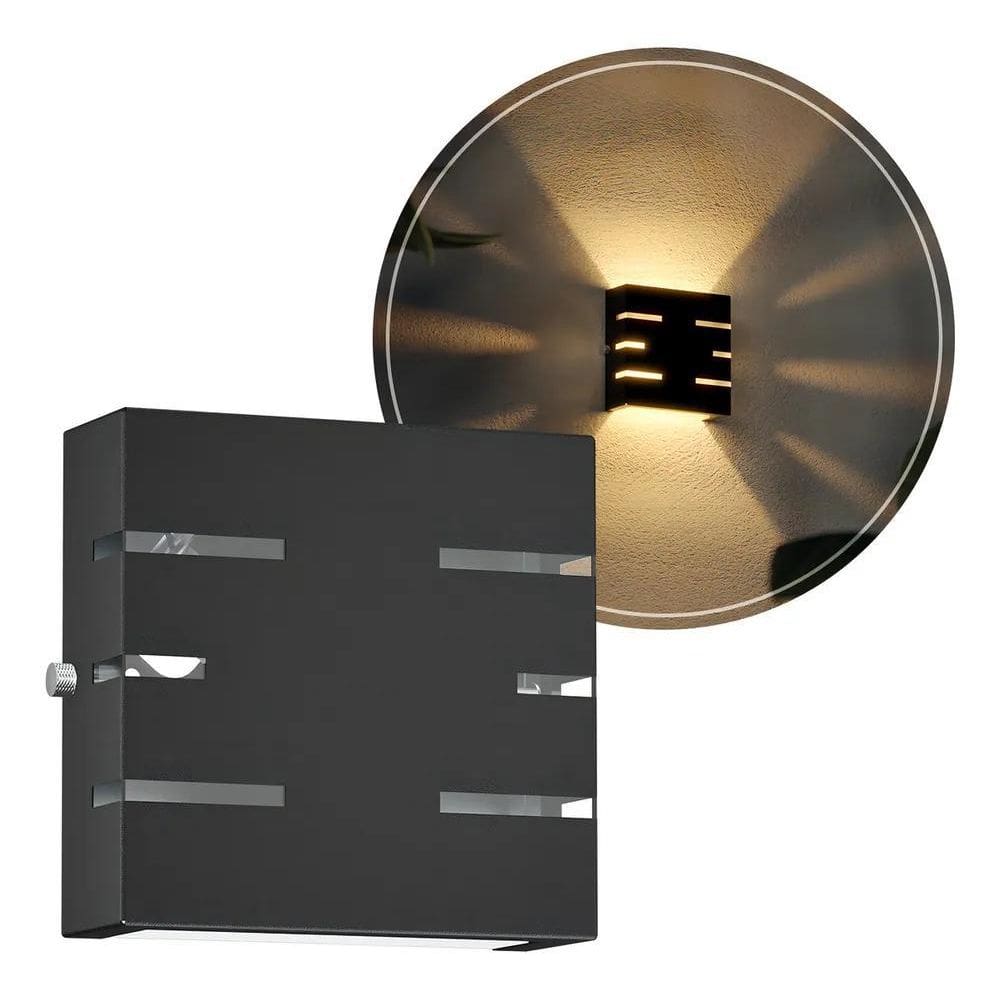 Arandela Slim 2 Fachos 6 Frisos Externo Muro Parede Cor Pret