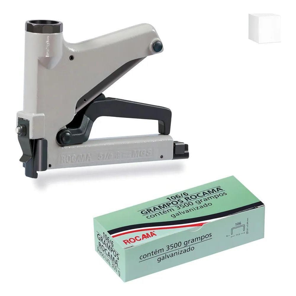 Grampeador Rocama 51/A + Grampo 106/6 Galvanizado