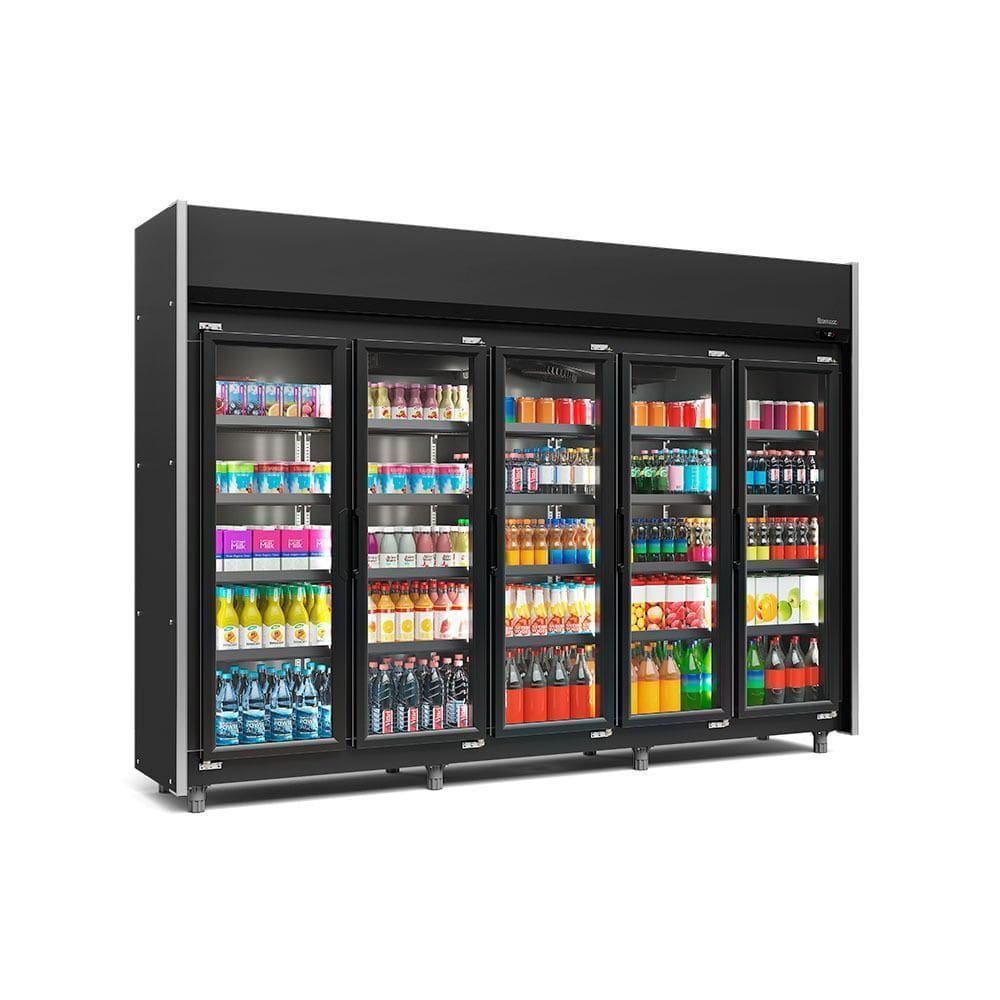 Expositor 5 Portas All Black GEAS5PLB 4 Prateleiras 220v Gelopar