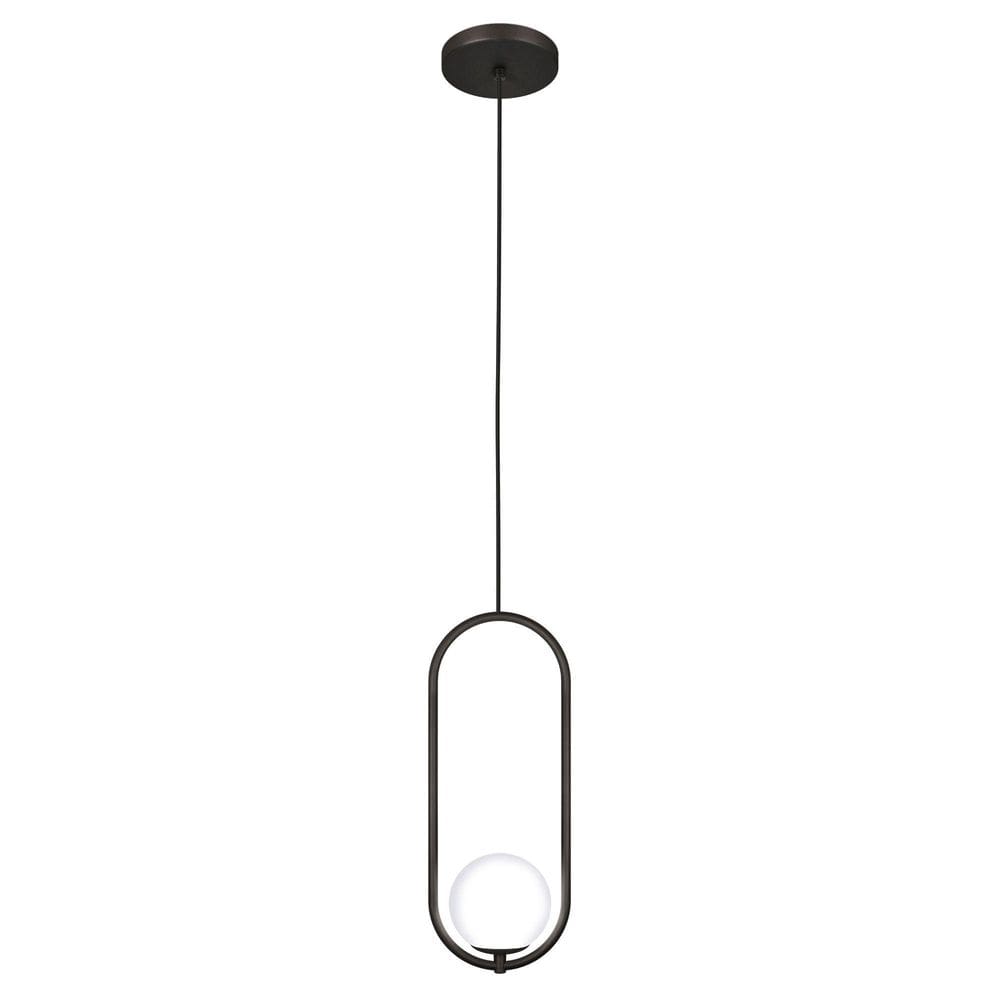 Luminária Pendente Teto Lustre Arco Globo Vidro Quarto Preto